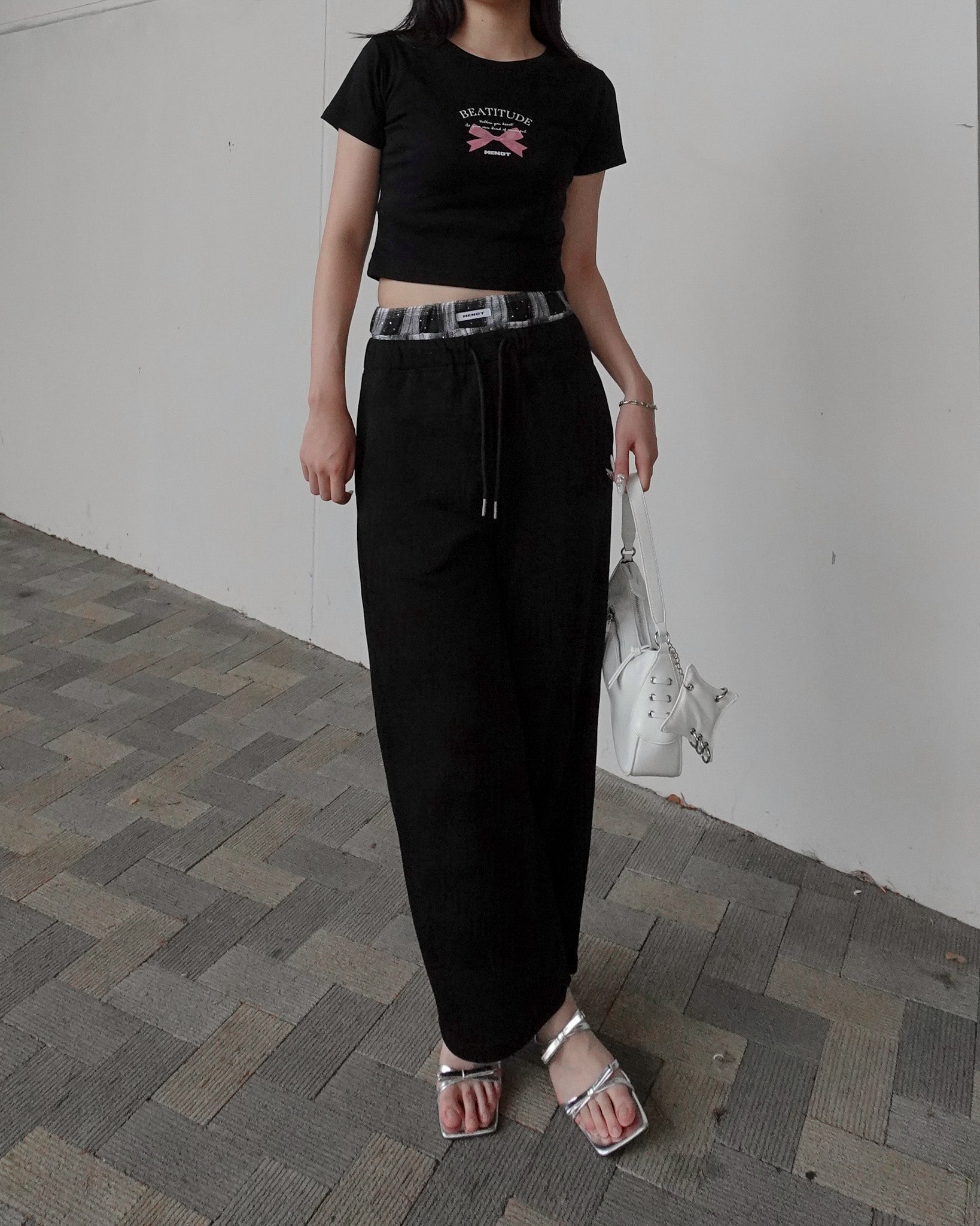 MOF ラビット×リボン プリント ミニTシャツ ブラック MOF ラビット×リボン プリント ミニTシャツ ブラックの通販 by Uturi