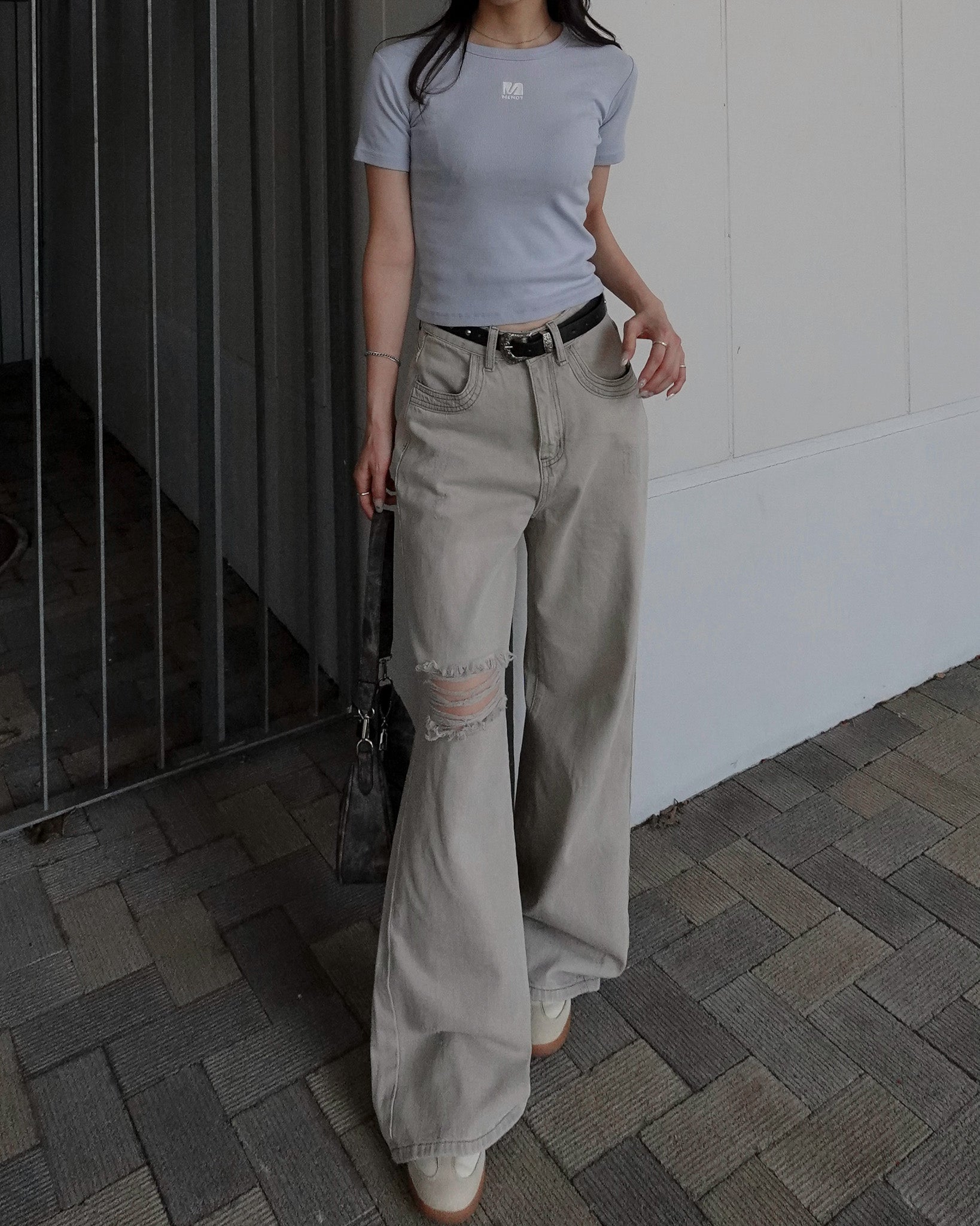 トップス mani Chevron Highneck Crop Top