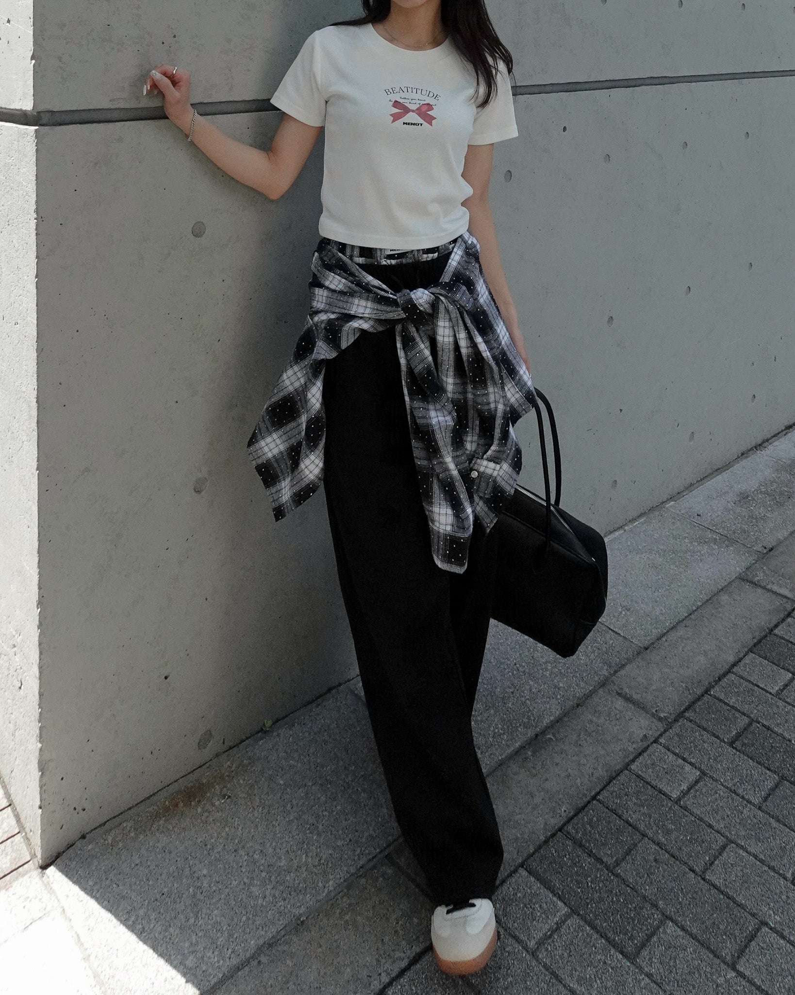 MOF ラビット×リボン プリント ミニTシャツ ブラック MOF ラビット×リボン プリント ミニTシャツ ブラックの通販 by Uturi