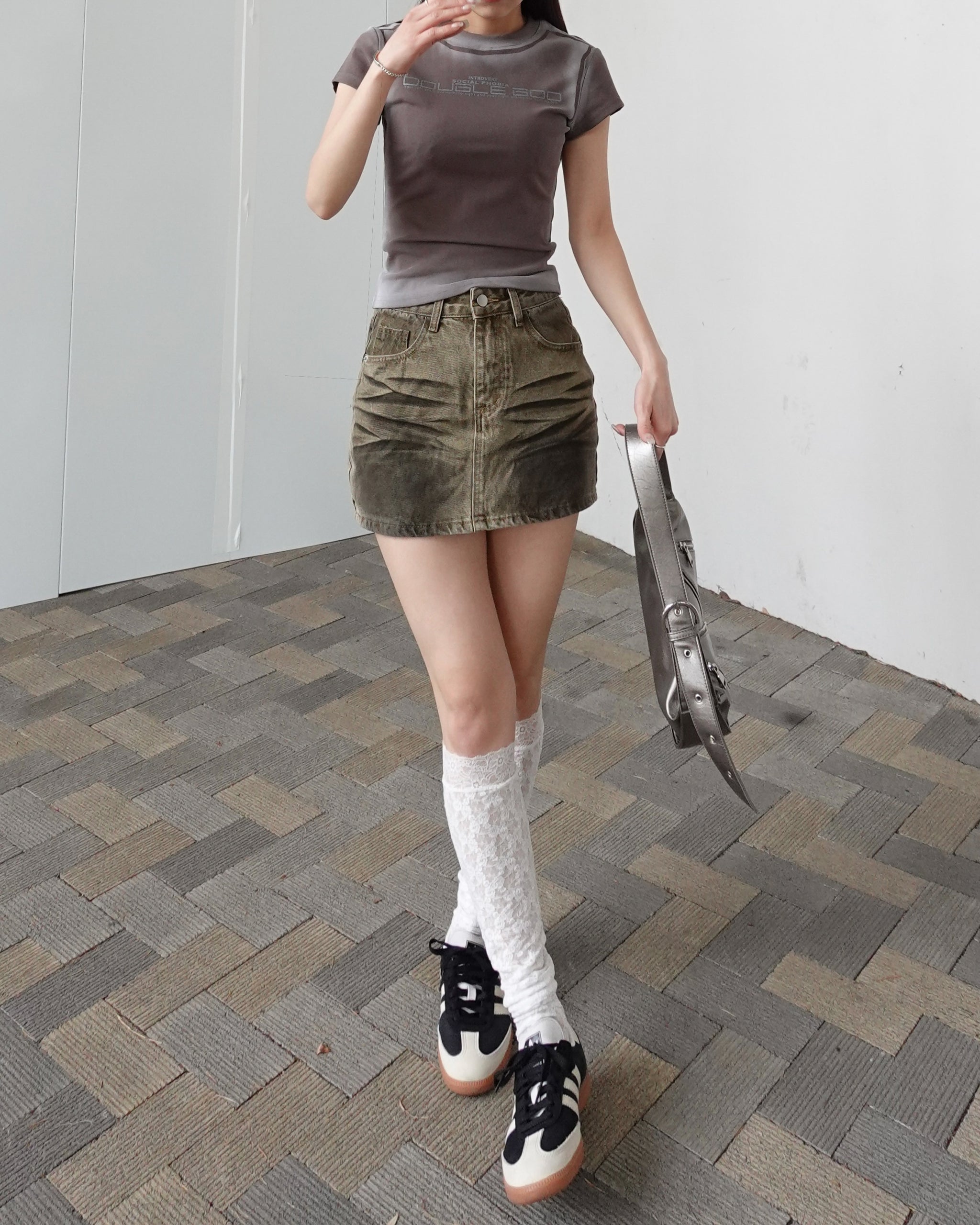 デザインデニムミニスカート – menot