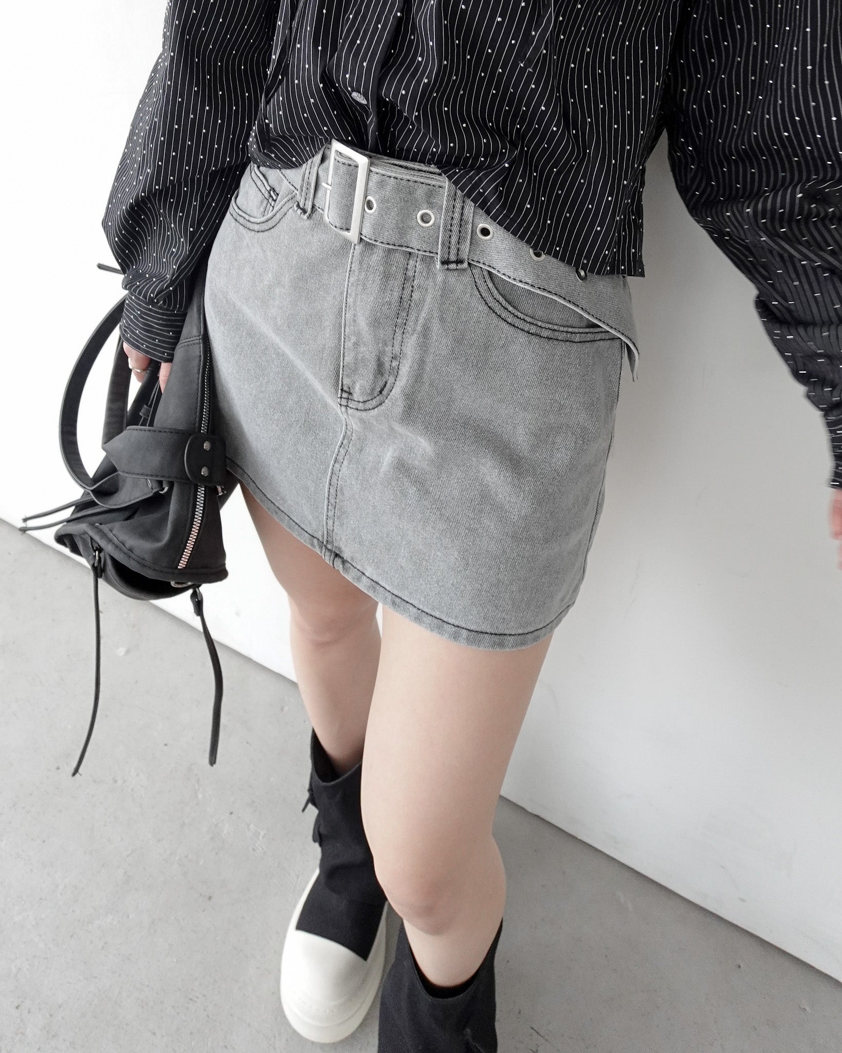 FENDI デニムミニスカート グレー ベルトセットデニムミニスカート – menot