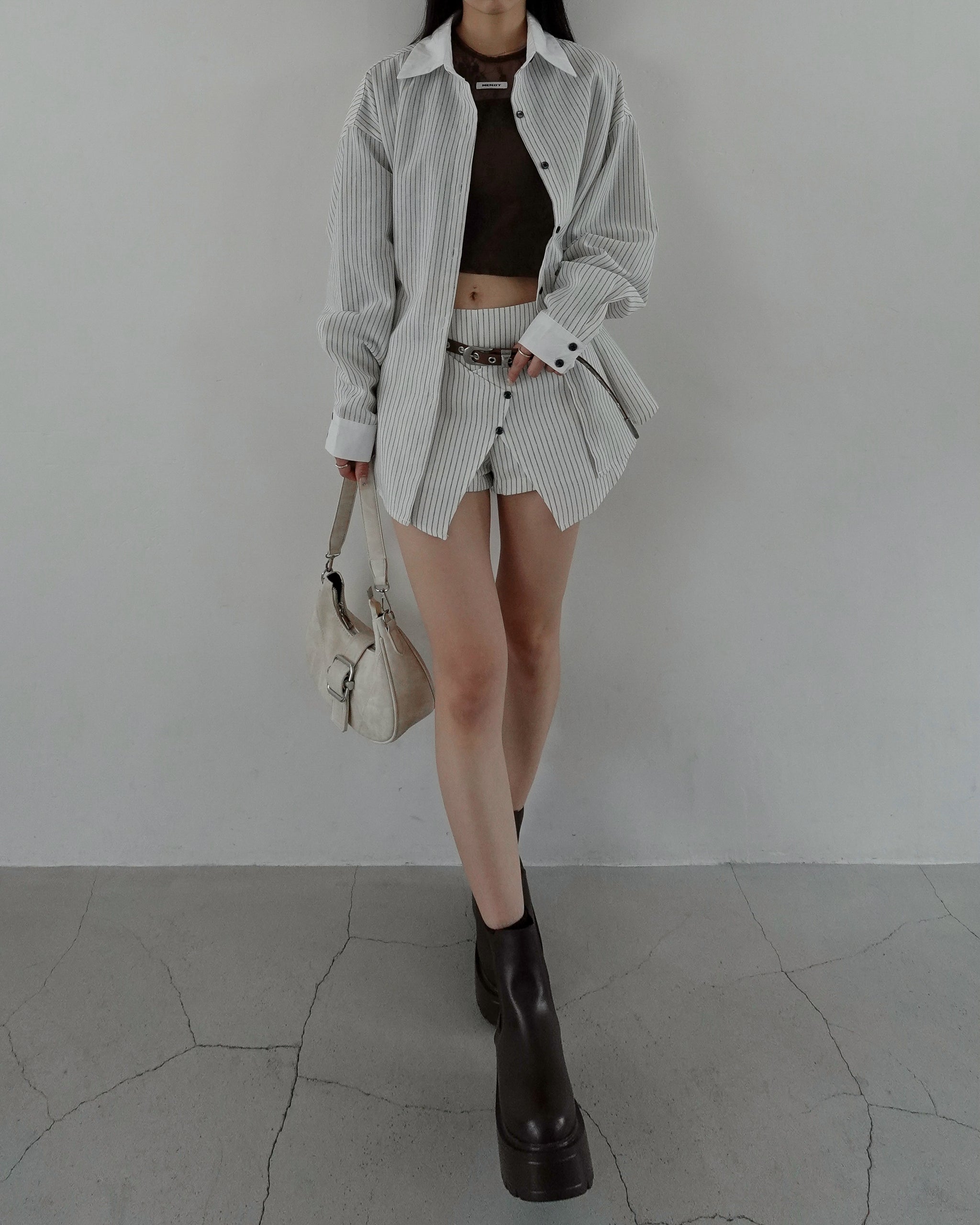 Chillin' ストライプシャツ　セットアップ　eyden着用 Chillin´ ストライプシャツ セットアップ eyden着用