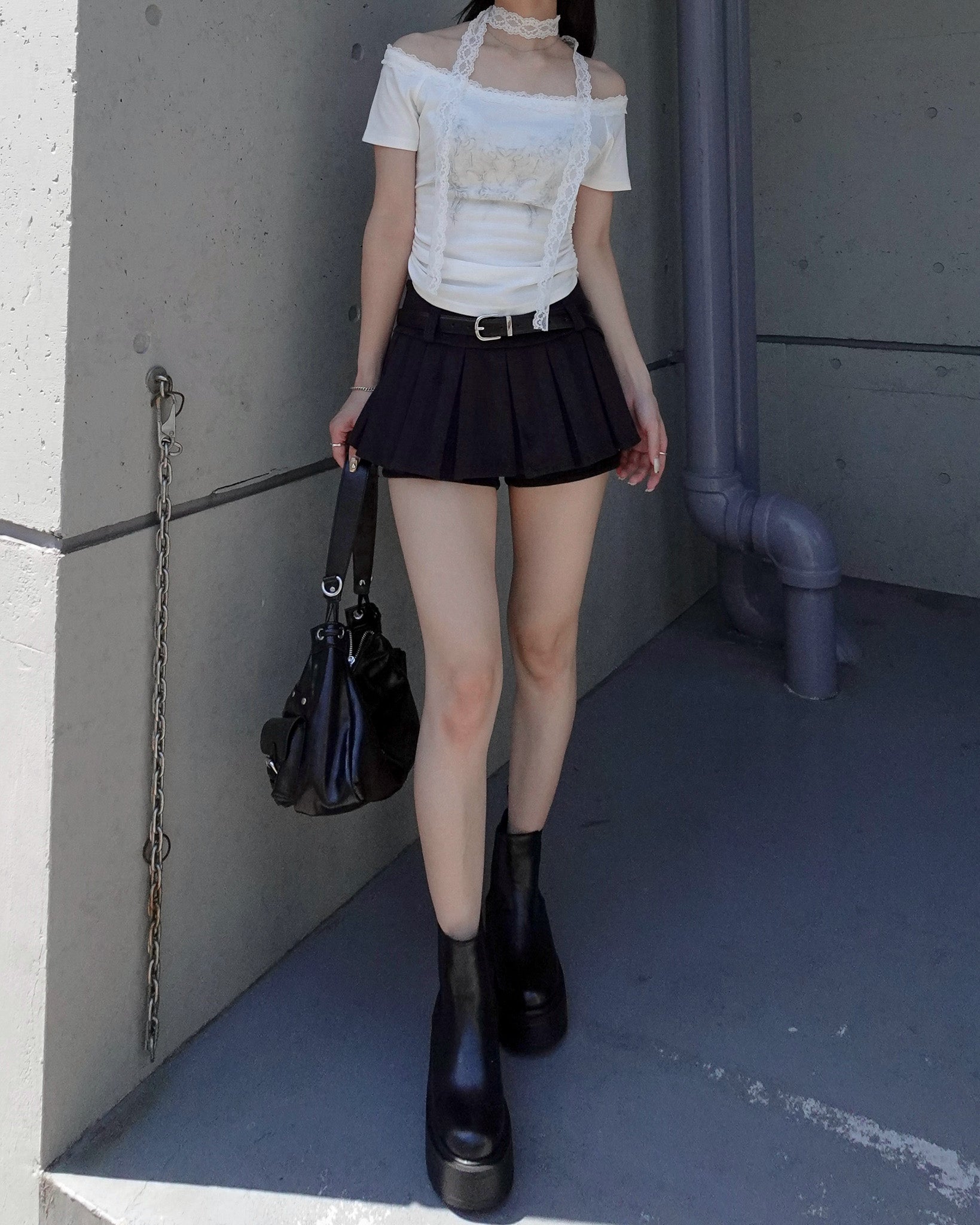 menot プリーツスカート ブラック　ショートパンツ menot プリーツスカート ダークグレー ショートパンツ - メルカリ