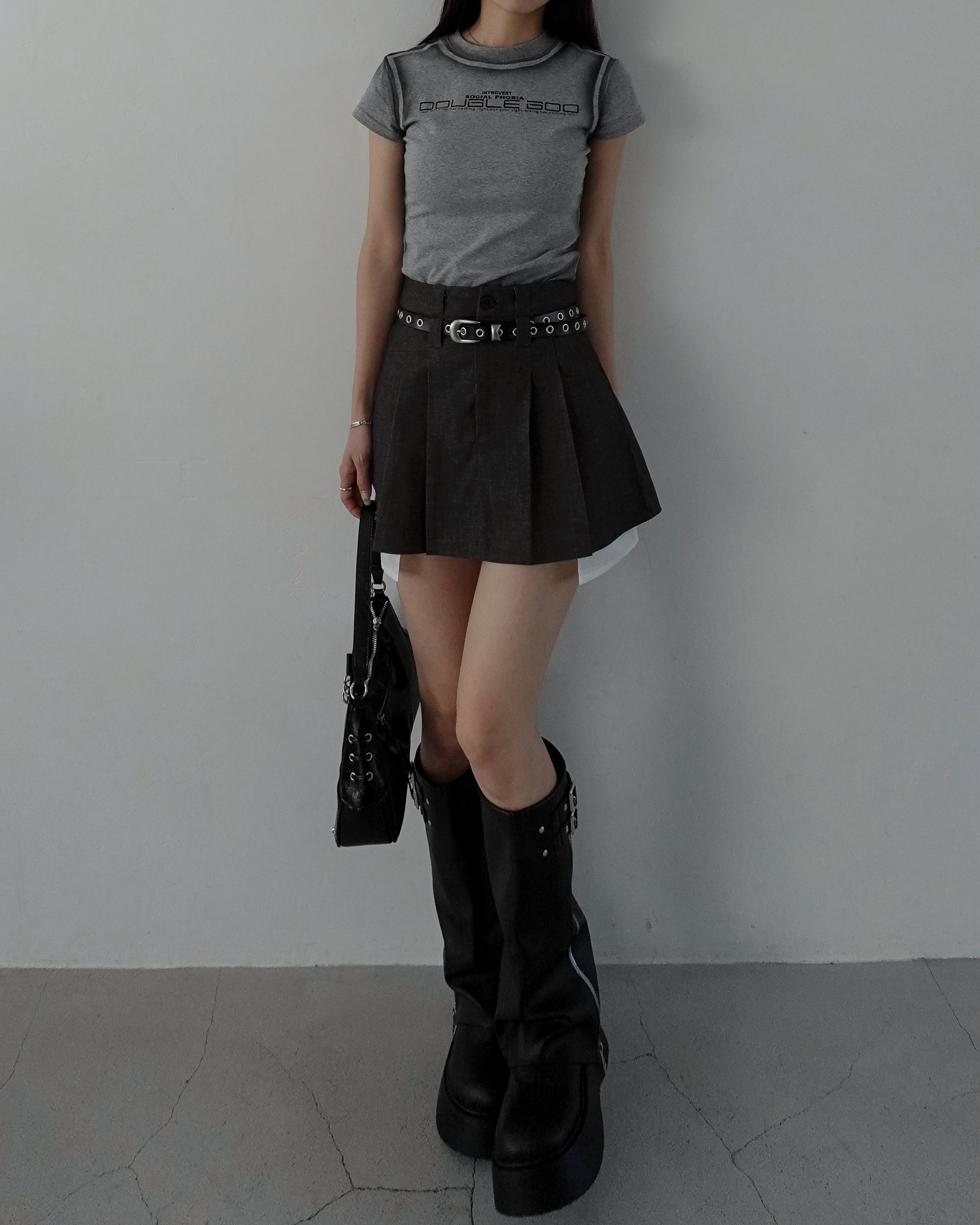 レイヤードポケットプリーツミニスカート – menot