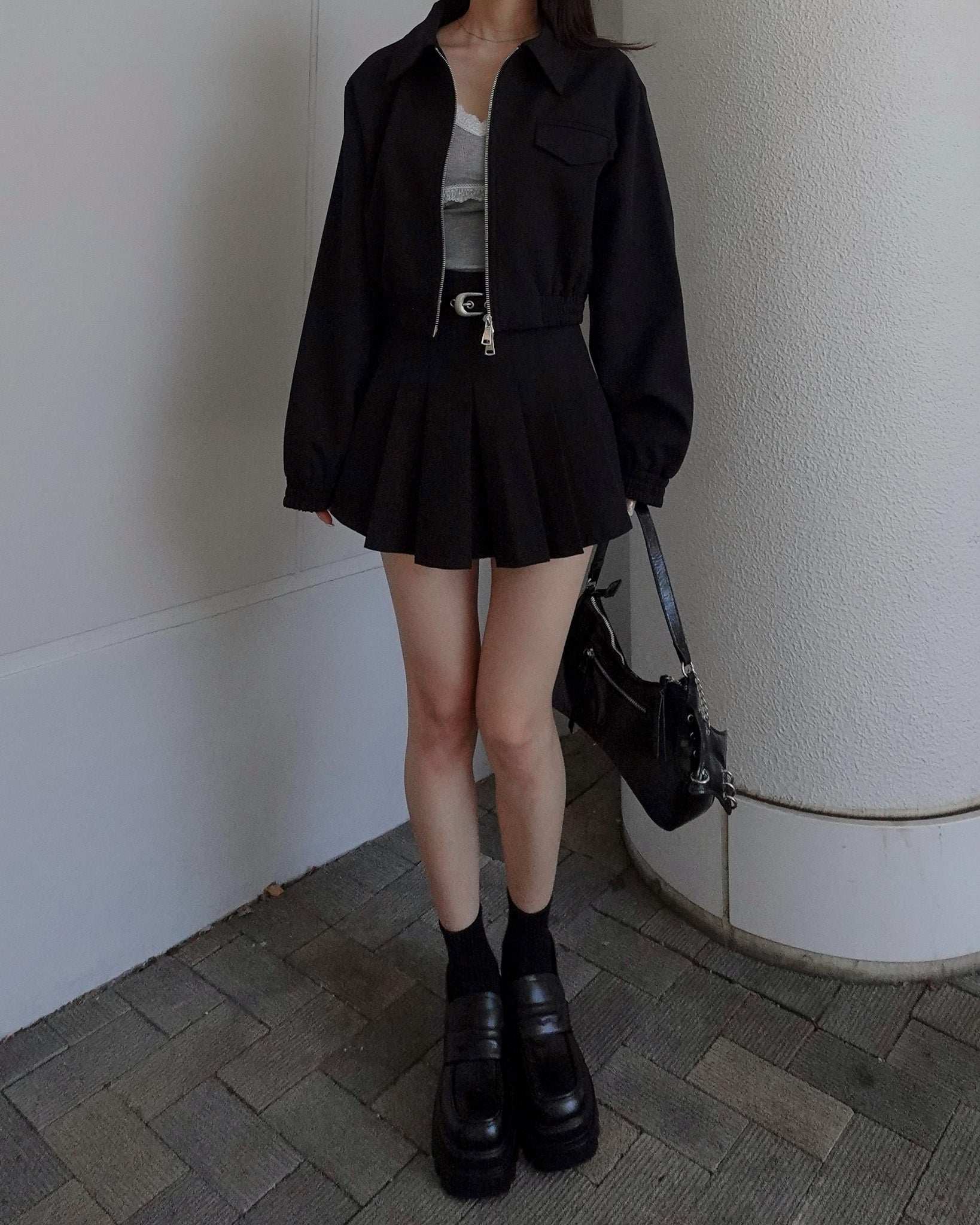 MENOT ダークグレー プリーツスカート プリーツミニスカート – menot