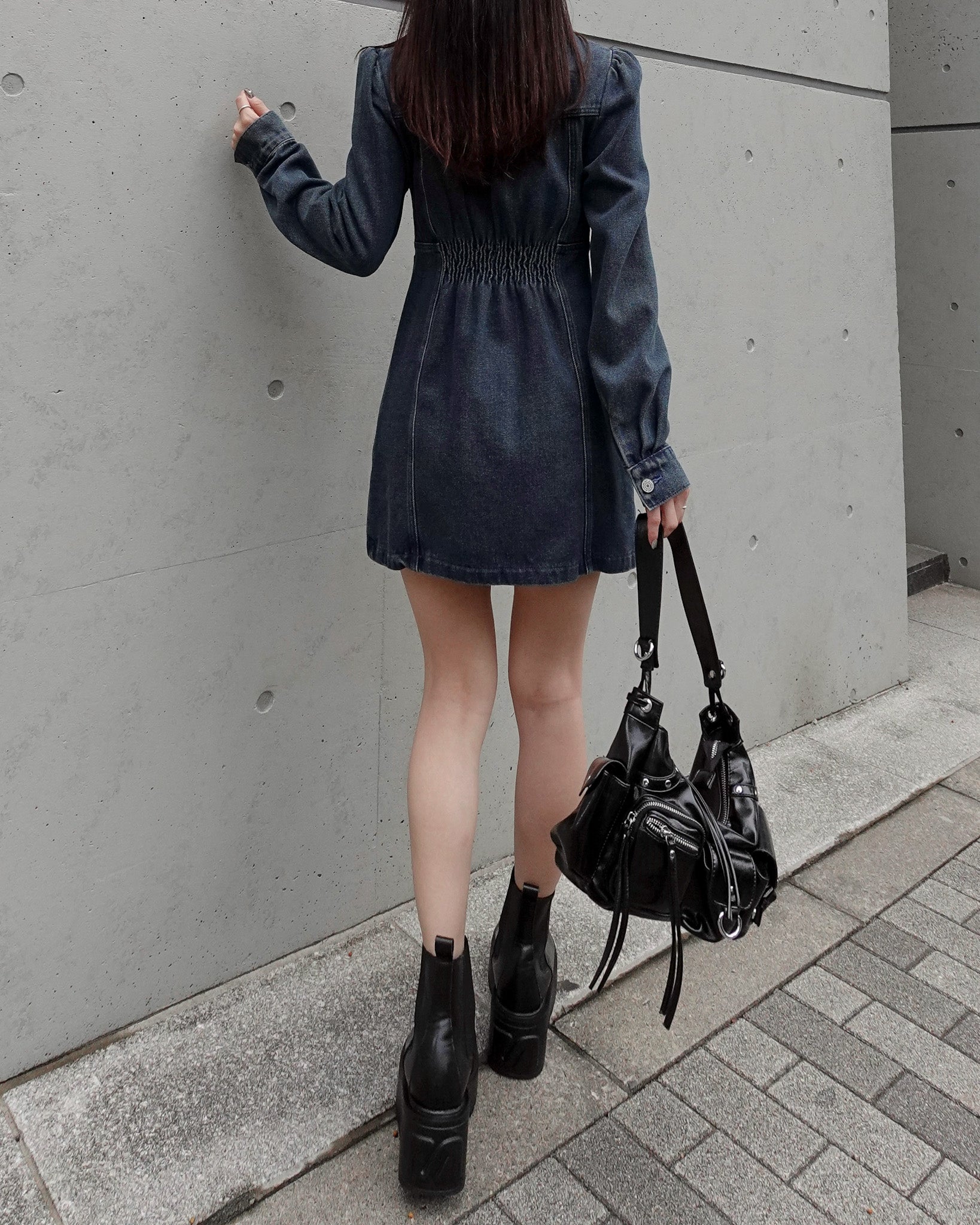 フロントジップデニムミニワンピース – menot