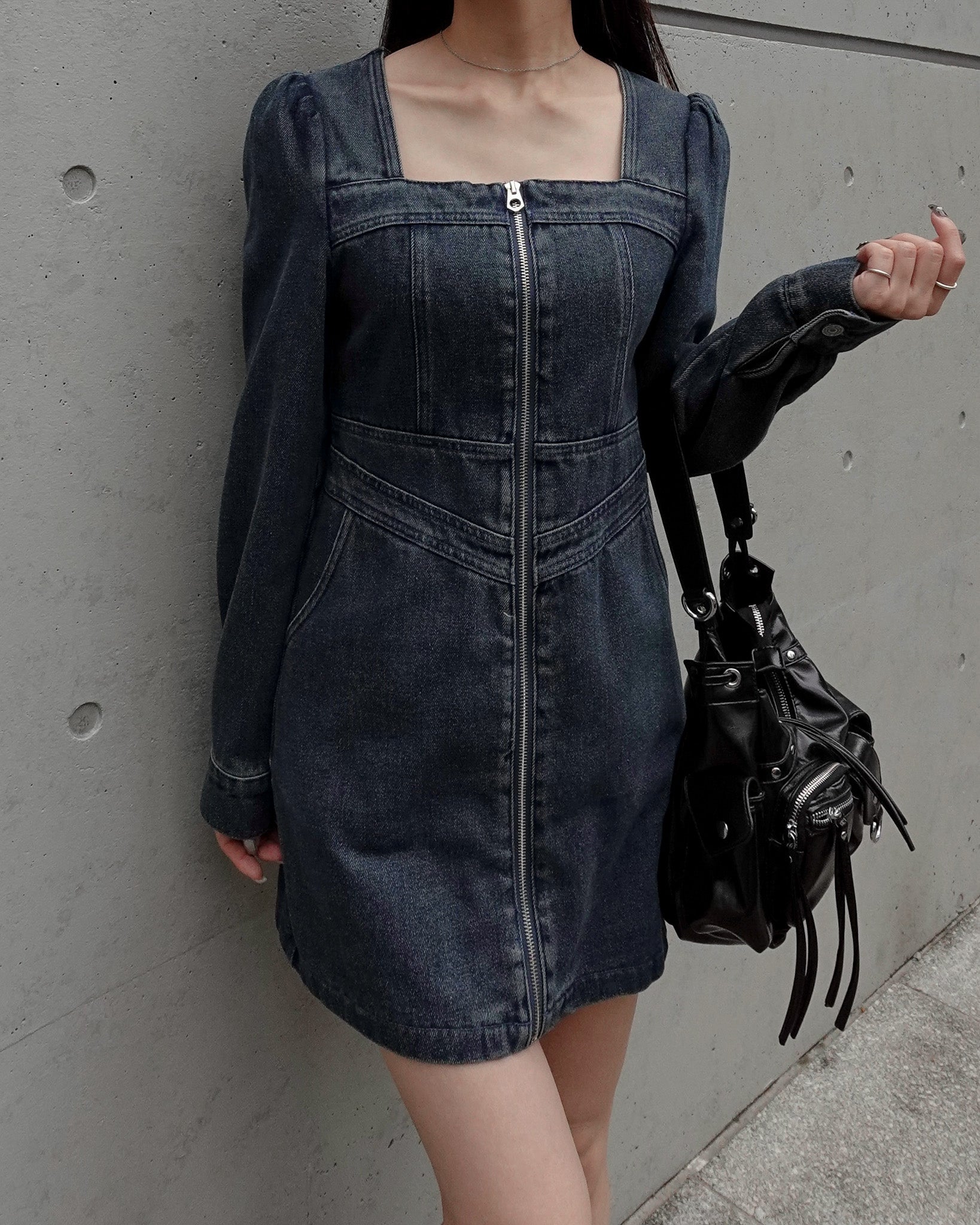 フロントジップデニムミニワンピース – menot