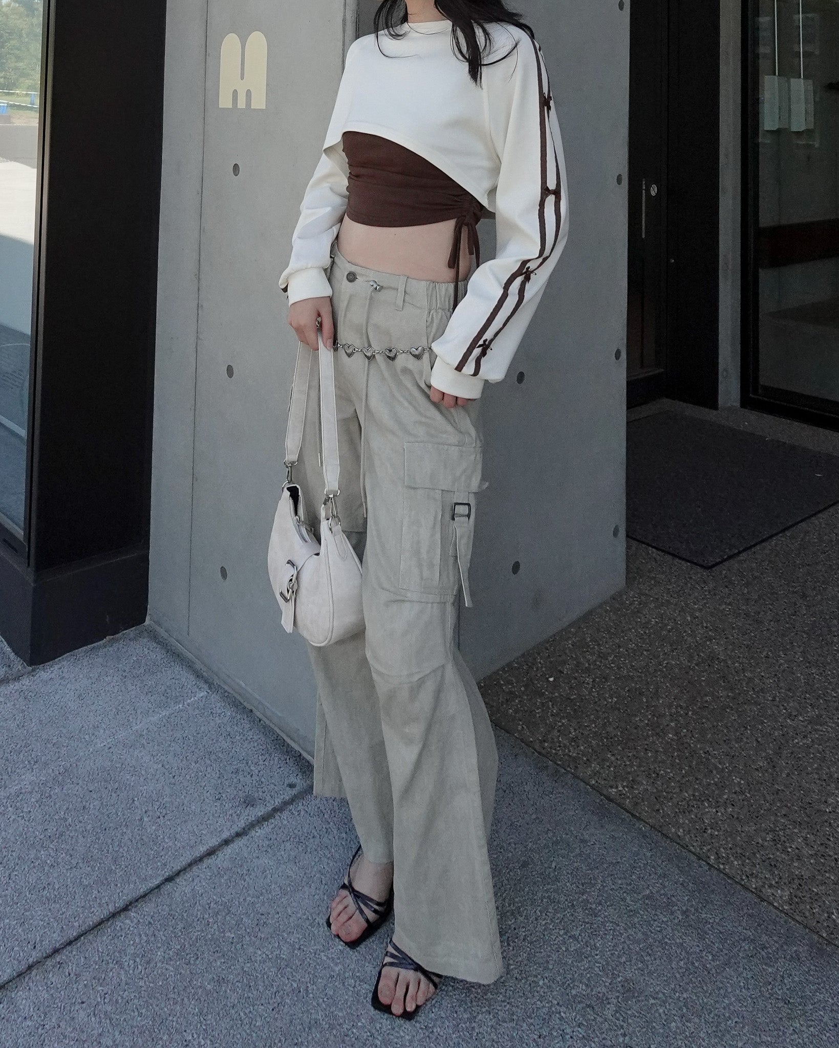 リボンラインデザインレイヤードトップス – menot