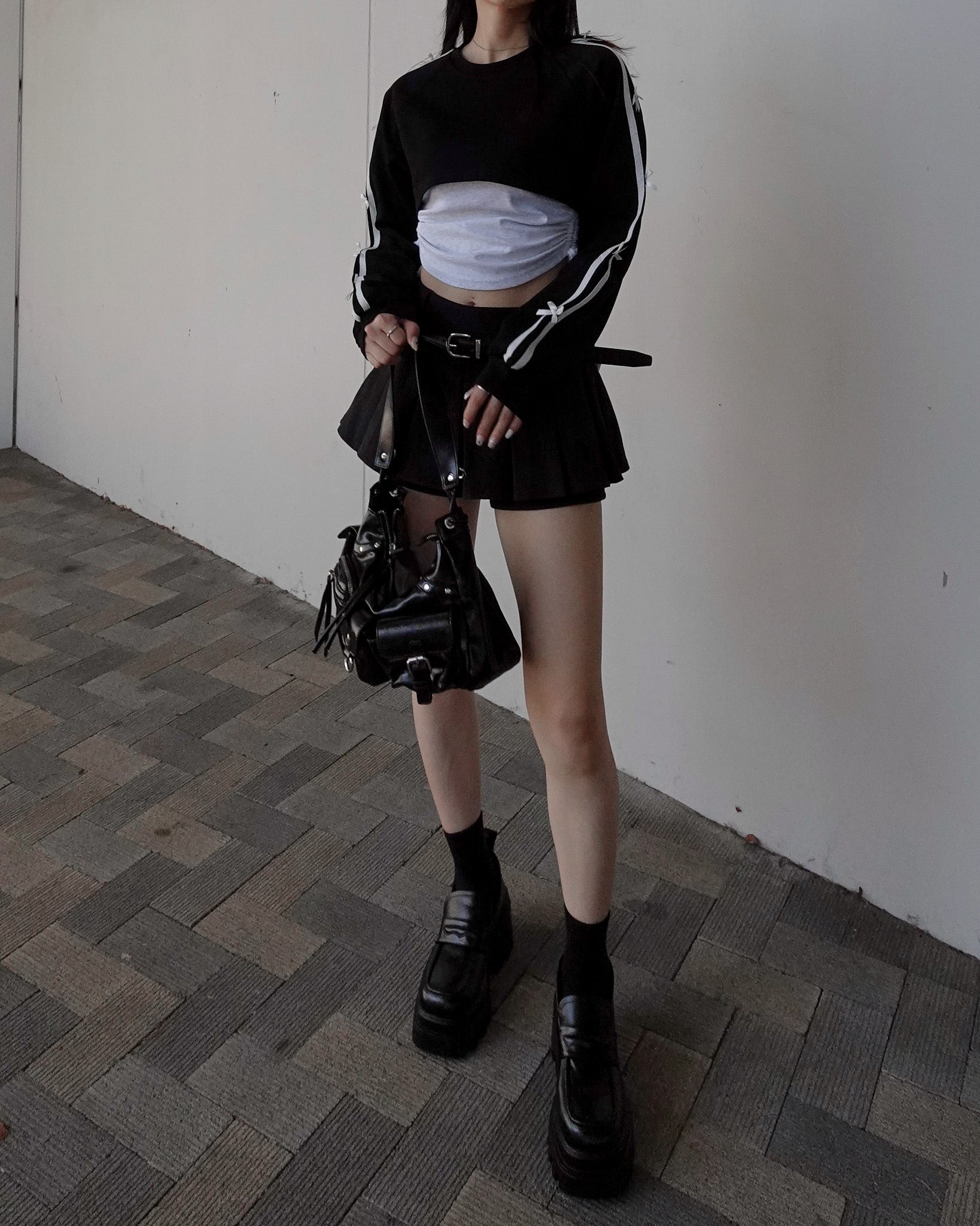 リボンラインデザインレイヤードトップス – menot