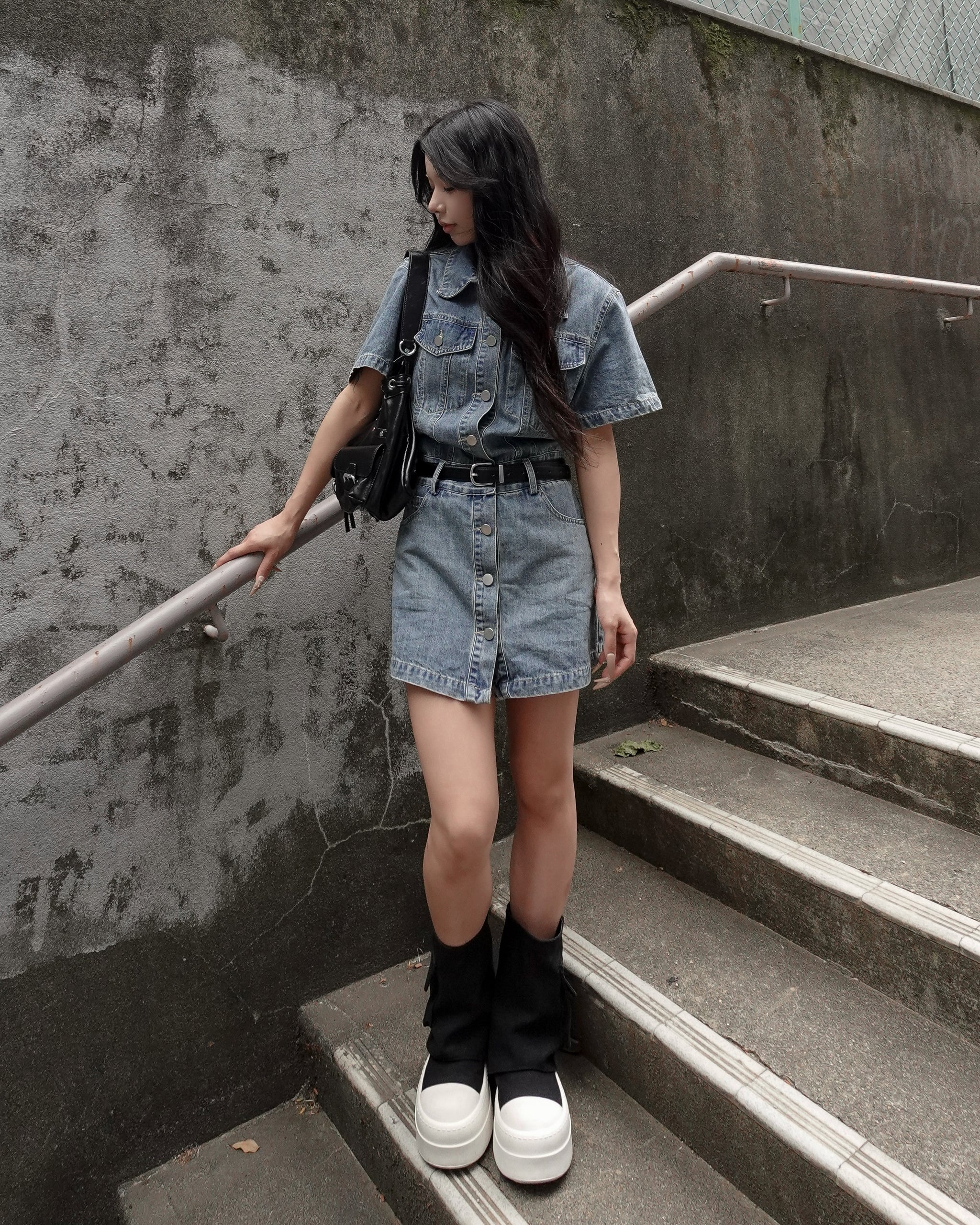 再入荷なし】デニムミニワンピース – menot