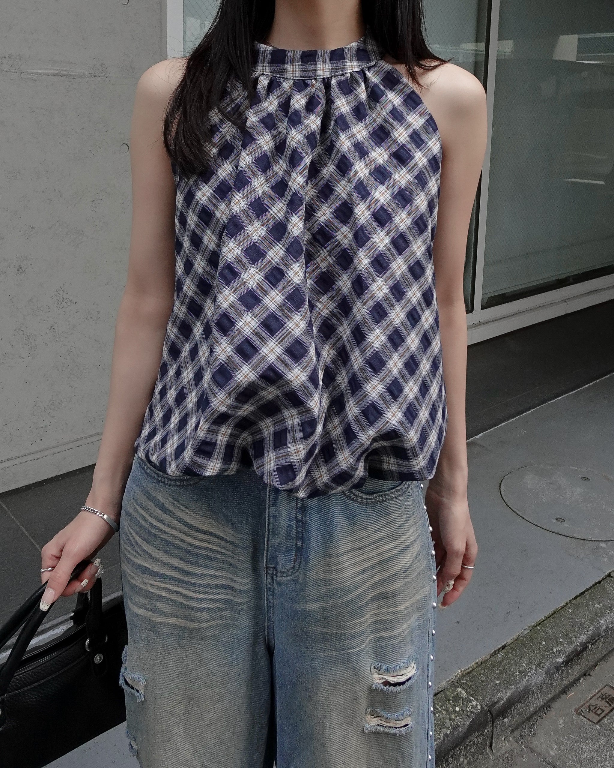 todayful ホルターネック チェック トップス　apron 新作｜6/19(金)19:59まで10%OFF】ホルターネックチェックトップス – menot