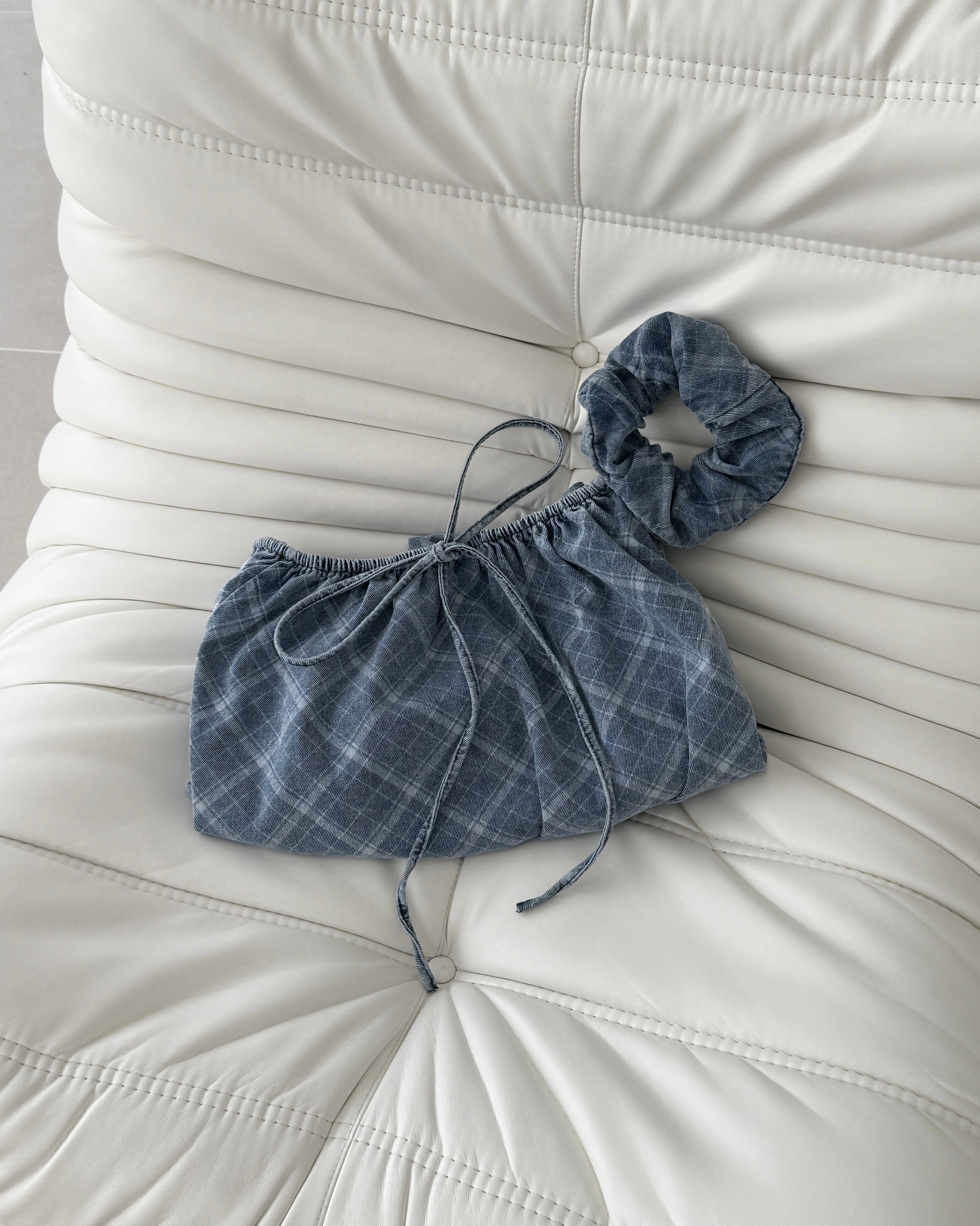 チェックデニムオフショルトップス – menot